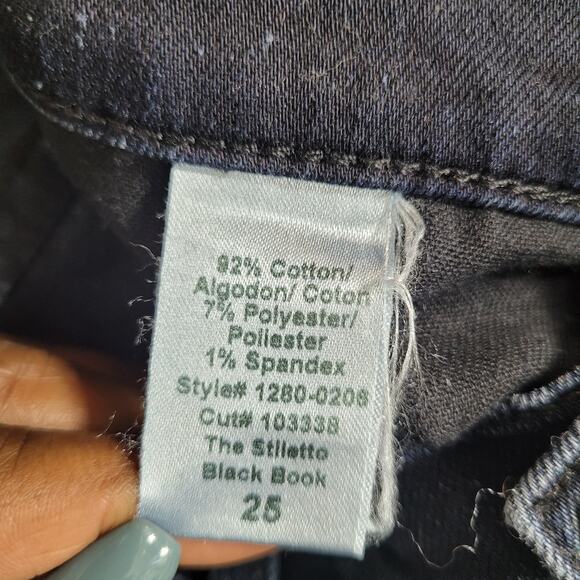 Current Elliot Dark Blue The Stiletto Black Book Skinny Whiskering Jeans Size 25 - Picture 7 of 7